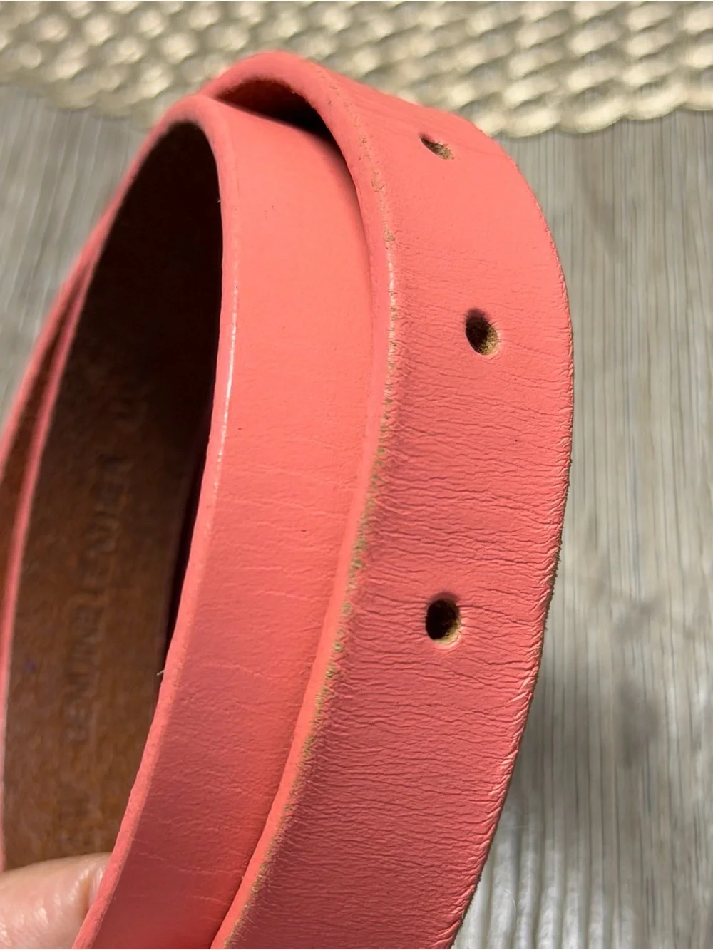 J.Crew Classic Leather Belt Coral Pink Brass Buckle Size Small